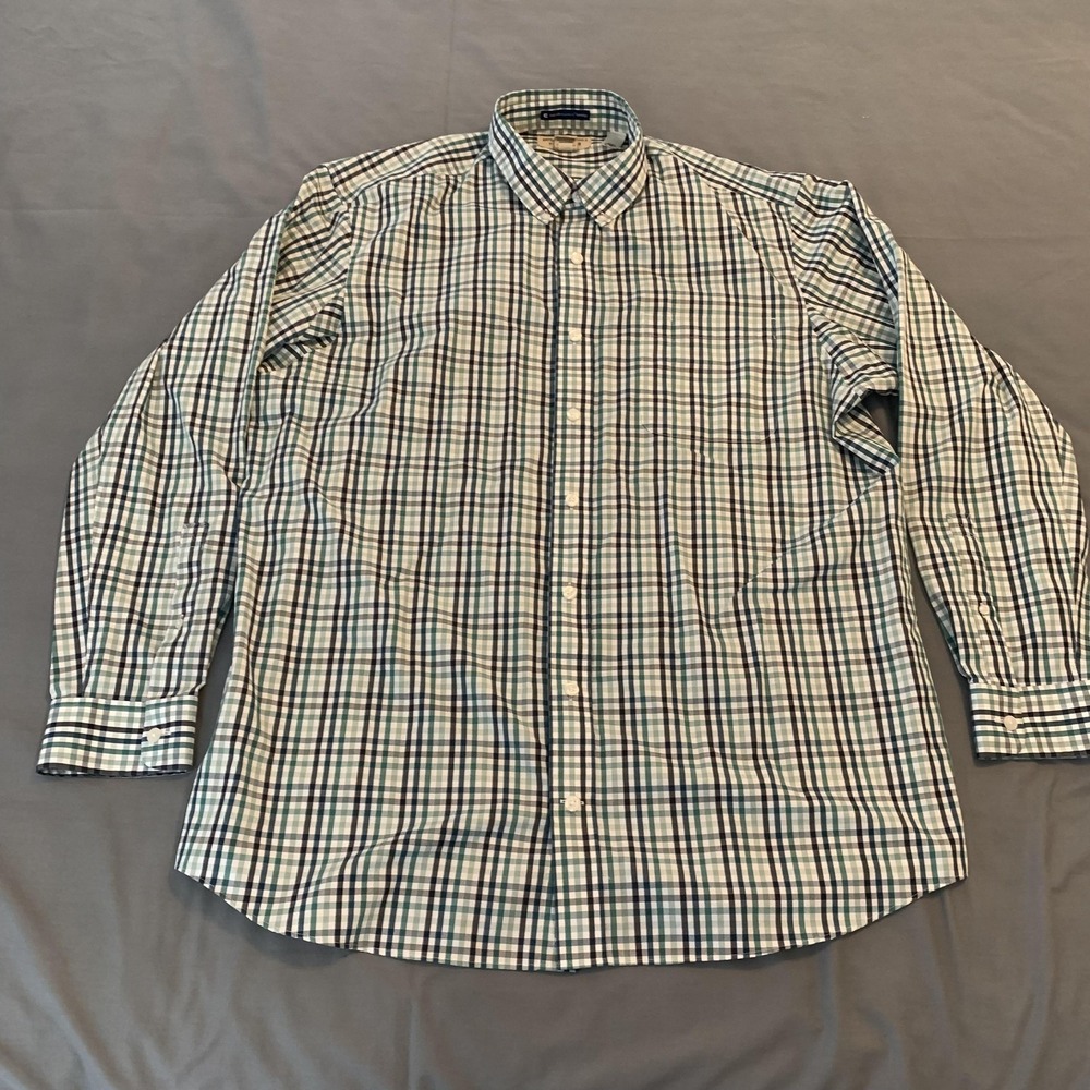 Duluth‎ Trading Co Shirt Mens XLT Green Plaid MagnaReady Long Sleeve Casual